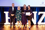 Heath Milne (DWC Chief Executive), Fiona Hill (DWC Capability and Growth Manager), Jo Birnie (DWC Economic Development Manager), and Tania Washer (Upskill Manager) at the 2023 EDNZ Awards.