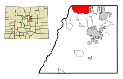 Location of the Highlands Ranch CDP in Douglas County, Colorado.
