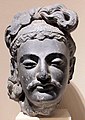 Head of a Bodhisattva, said to reproduce the Kushan princely types seen in Khalchayan. Philadelphia Museum of Art[14]