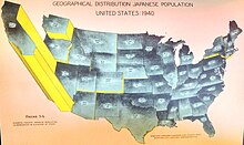 A per-state population map of the Japanese American population, with California leading by a far margin with 93,717.