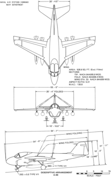 3-view line drawing of the Grumman A-6E Intruder
