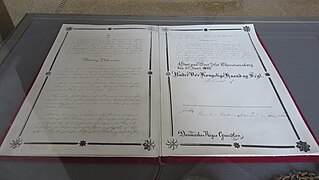 Danish Constitutional Act of 1849 displayed in the Vandrehallen in 2018