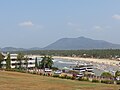 Murudeshwara beach with boats and jet skis
