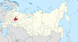 Die ligging van Kirof-oblast in Rusland.