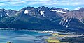 Phoenix Peak centered, with Marathon Mountain left of center and Mt. Benson at right edge. Resurrection Bay and Seward in lower half of frame.