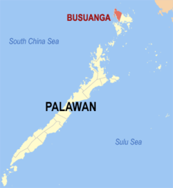Map of Palawan with Busuanga highlighted