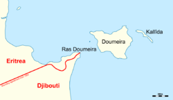 Map of Ras Doumeira with the de facto border