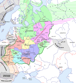 Rus' principalities in 1237, Kiev in light blue