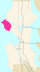 Map of Magnolia's location in Seattle