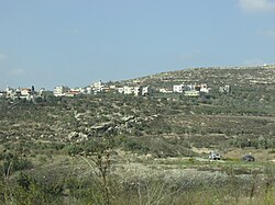 Houses in south An-Naqura. Up on the hill on the right is Ibrahim al-Adham Sheikh tomb.