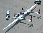 Le GlobalFlyer sur le tarmac de l'aéroport de Mojave.