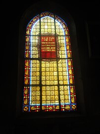 Window celebrating visit of Pope Pius VII to the church in 1805