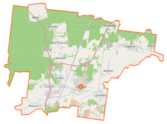 Mapa konturowa gminy Wasilków, na dole nieco na prawo znajduje się punkt z opisem „Nowodworce”