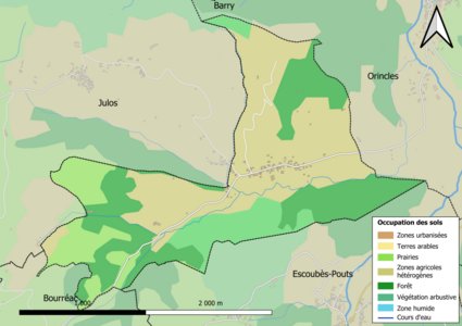 Carte en couleurs présentant l'occupation des sols.