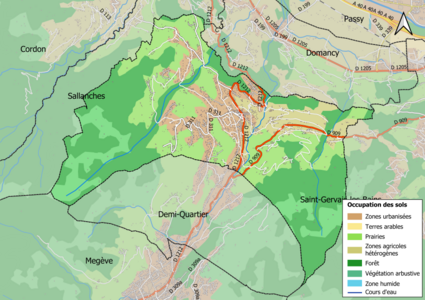 Carte en couleurs présentant l'occupation des sols.