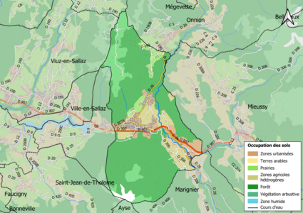 Carte en couleurs présentant l'occupation des sols.