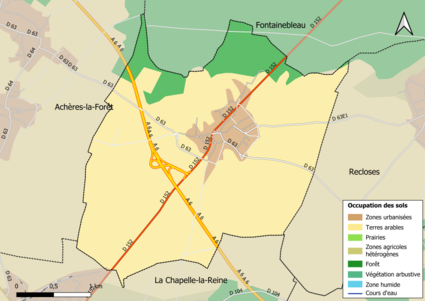 Carte des infrastructures et de l'occupation des sols en 2018 (CLC) de la commune.