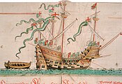 The Mary Rose, as depicted in the Anthony Roll