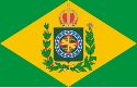 Flag adopted in 1870 displaying 20 stars representing the country's provinces. Another star was added in 1870. The flag consists of a green field with a golden rhombus and the lesser arms of imperial Brazil.