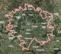 Brno metropolitan area, outlined in red