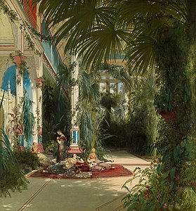 The Interior of the Palm House on the Pfaueninsel Near Potsdam, by Carl Blechen