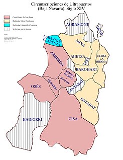 Circunscripciones de Tierras de Ultrapuertos (Baja Navarra) - Siglo XIV