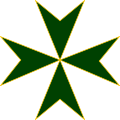 Cross of the order, a green Maltese cross, also included in the flag of the Volunteers Corps.