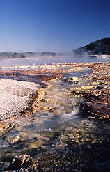 The pool and runoff from the Excelsior Geyser crater