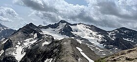 Le glacier au pied de la Grande aiguille Rousse depuis le col de la Galise au nord.