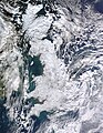 The effects of the European winter storms of 2009–2010 on Great Britain, seen from Terra.