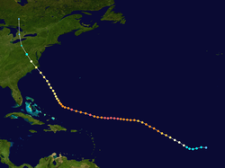 Trajectoire d'Isabel(source: NOAA)