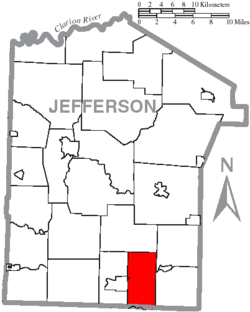 Map of Jefferson County, Pennsylvania Highlighting Bell Township