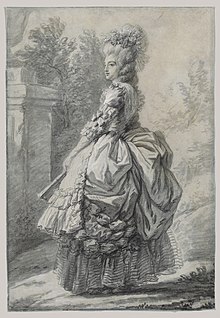 Engraving of a woman in a park