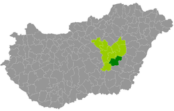 Mezőtúr District within Hungary and Jász-Nagykun-Szolnok County.
