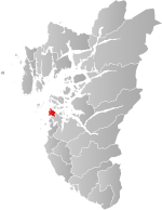 Mapa do condado de Rogaland com Randaberg em destaque.