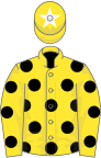 Yellow, black spots, yellow cap, white star