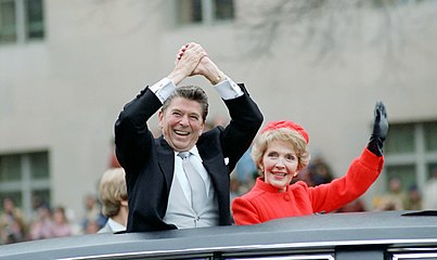 Ronald and Nancy Reagan at the the Presidential Inaugural Parade in 1981.