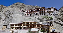 Picture of the Rizong Monastery, built into the side of a mountain.