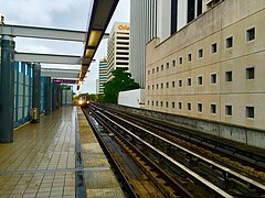 View of business highrises of Milla de Oro from the station platform