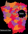 Carte des cantons de Seine-et-Oise entre 1964 et 1967.