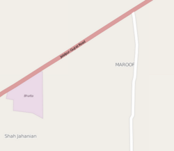 Location of Maroof alongside Jalalpur–Gujrat Road