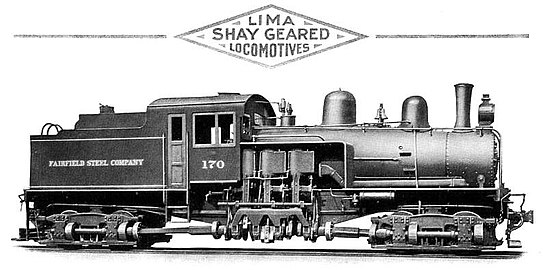 Illustration from Lima catalog – Class B 70-ton (s/n 2982 of 1918) – Fairfield Steel 170 later became Tennessee Coal, Iron and Railroad 170
