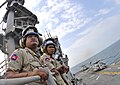 Royal Cambodian Navy officers observe flight quarters during the Cambodia-U.S. Maritime Exercise 2011.