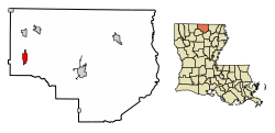Location of Bernice in Union Parish, Louisiana.