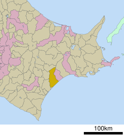 Location of Urahoro in Hokkaido (Tokachi Subprefecture)
