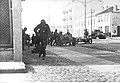 German tanks and motorized shooters on Grójecka str. between Siewierska str. and Przemyska str. PzKpfw I tank and a 7.5 cm le.IG 18 gun are visible.