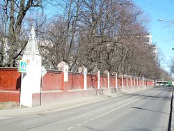 Fenced garden of hospital for wounded soldiers, Aeroport District