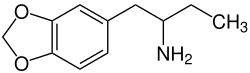 Strukturformel des 2-Amino-1-(3,4-methylendioxyphenyl)butans