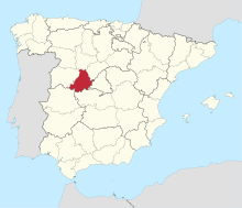 Map of Spain with the province of Ávila highlighted