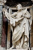 Statue of Bartholomew at the Archbasilica of St. John Lateran by Pierre Le Gros the Younger.